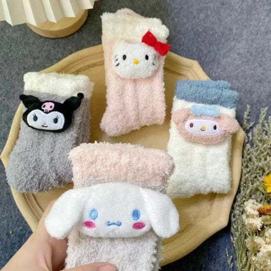 socks warm fluffy soft material  5 pairs